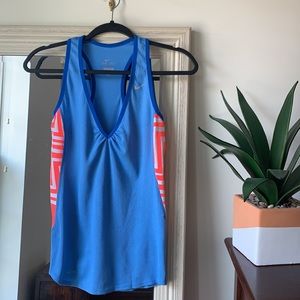 NIKE blue & pink print ribbed dri-fit racerback tank top (XS) ✨